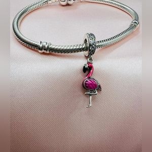 Charm for Bracelet Sterling Silver 925 Flamingo